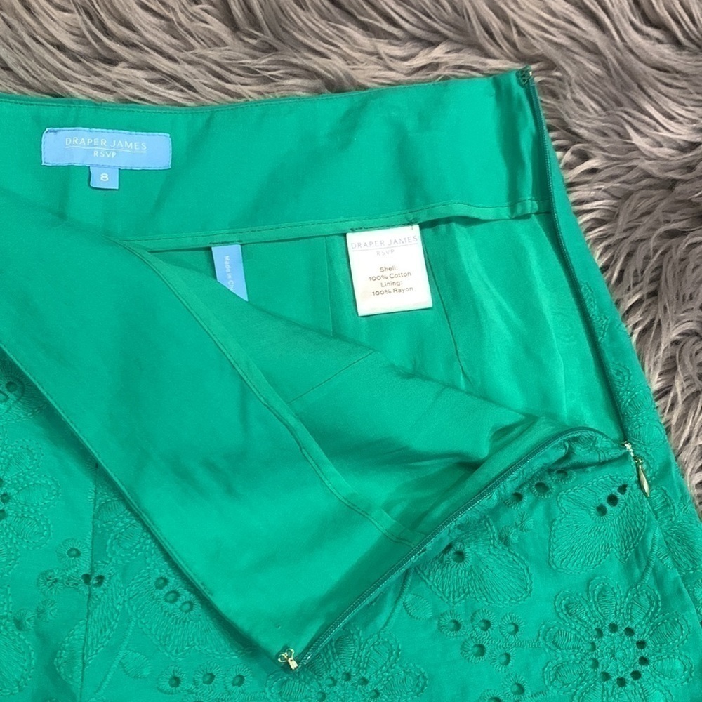 Draper James high rise embroidered eyelet shorts side zip lined 8 - Picture 4 of 10